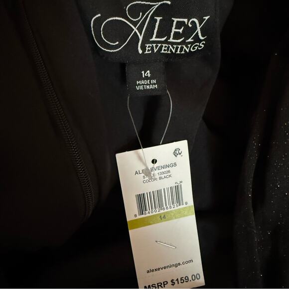 Alex Evenings Women’s Hannah Glitter Mesh Gown Black Sz 14 NWT - Picture 6 of 8